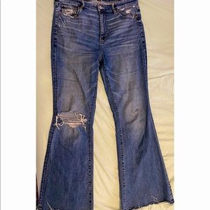 American Eagle Flare Leg Distressed Jeans - High Waisted